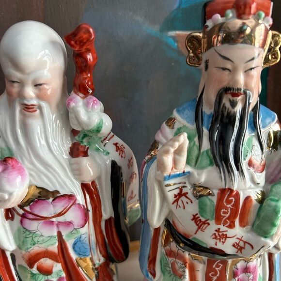 Vintage Chinese Porcelain Figurine of All three Lucky Gods - Picture 14 of 16